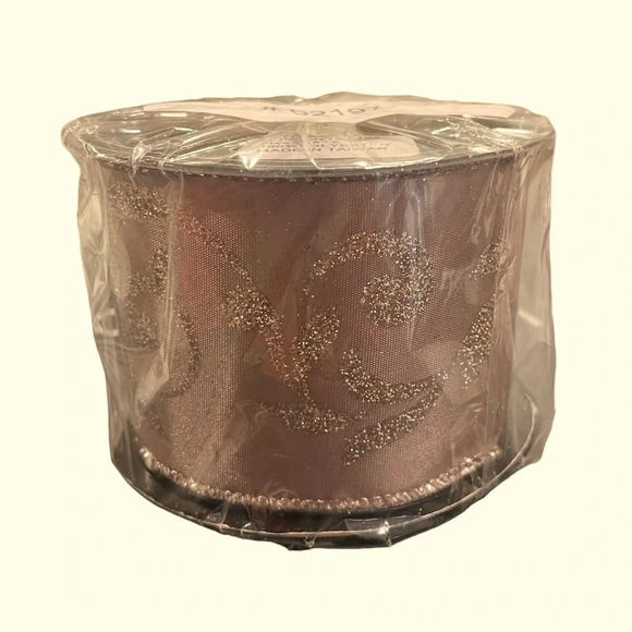 d Stevens, 10 yards, 2.5 Inch Gold/Taupe Wire
Ribbon, New - Picture 1 of 4